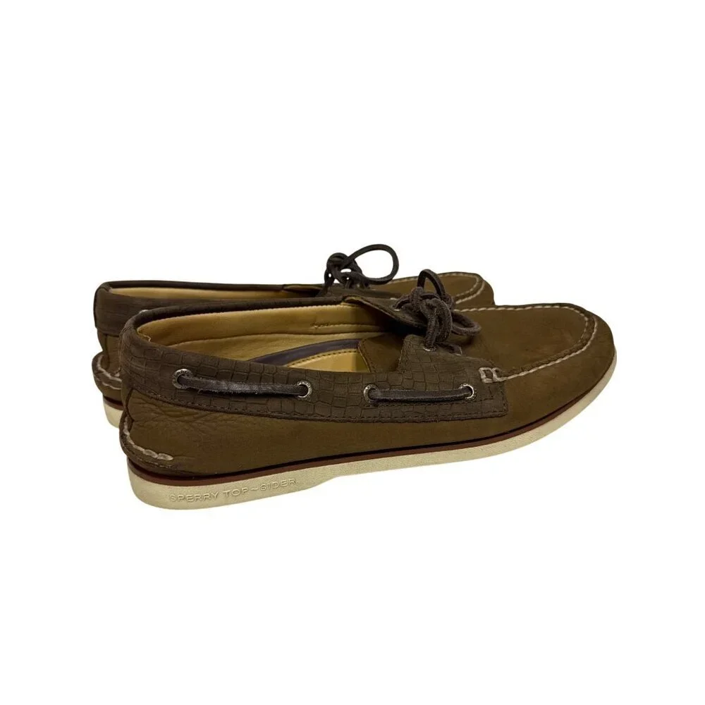 Sperry Men's Shoes Gold Cup Luxury Collection Boat Brown Nubuck Leather Size 12